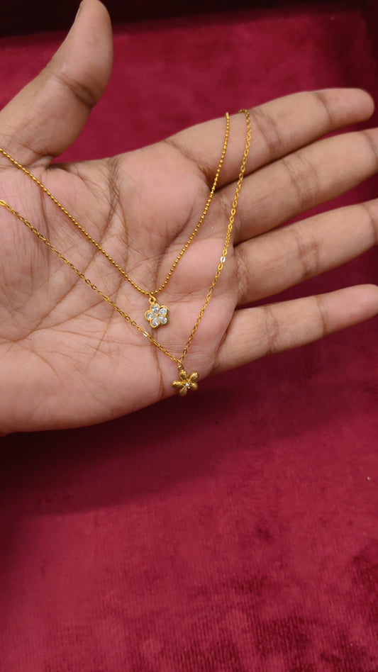 Prema - dual layer floral chanrm Antitarnish Necklace