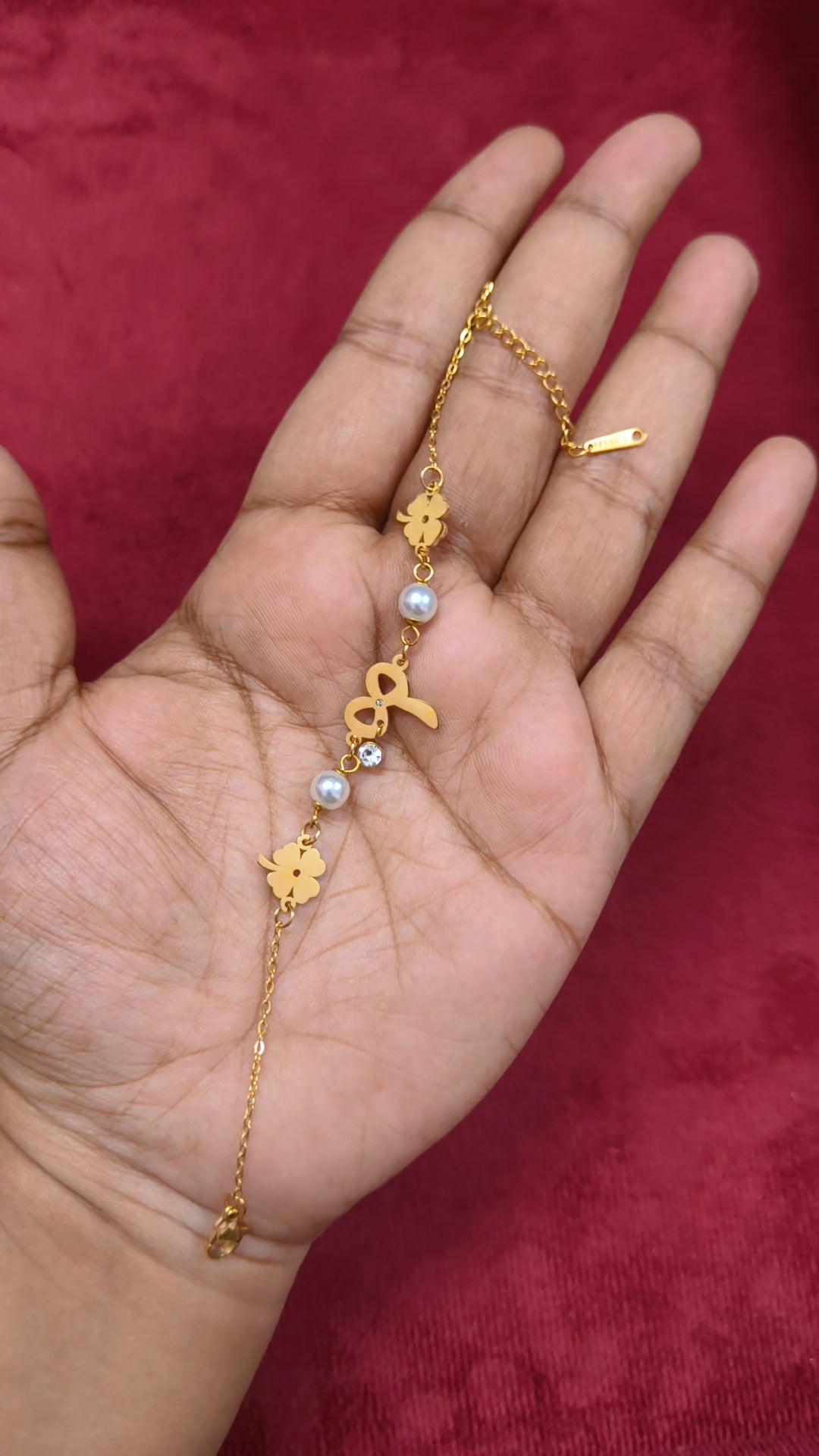 Iyal - Infinity and Floral with pearl Antitarnish chain bracelet