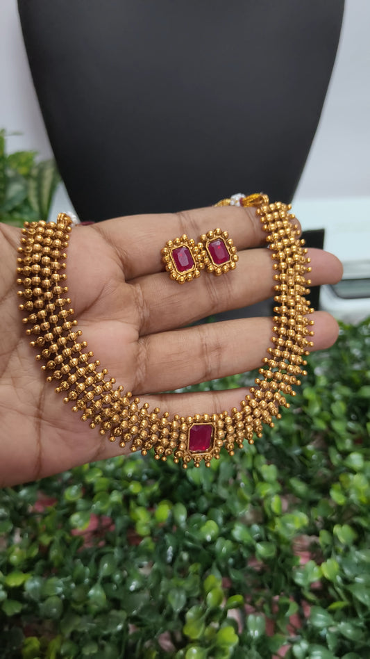 Rambai- Non idol Gold replica Necklace set