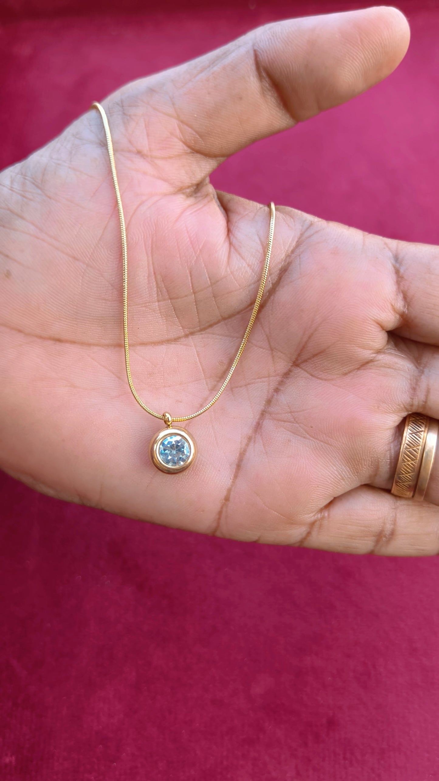 Prema - Single Round AD Stone Antitarnish Stainless steel chain