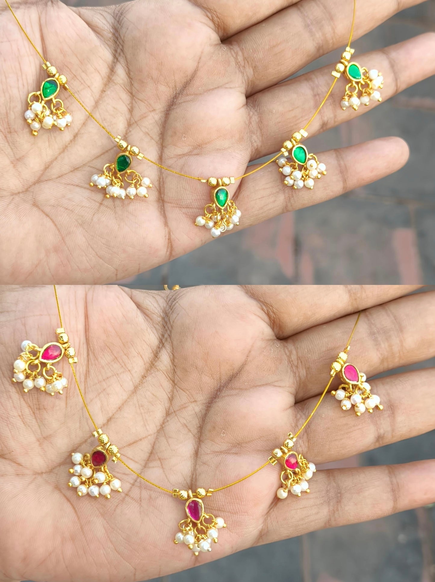 Jadau kundan 2in1 Reversible Invisible Necklace