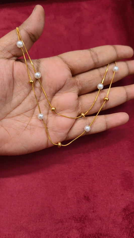 Prema - Pearl Drop dual layer Antitarnish Necklace