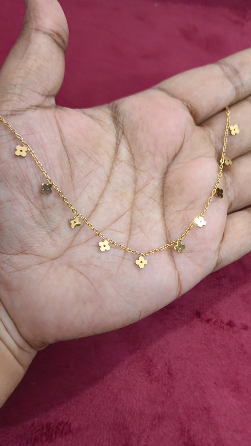 Yaazhi - Floral Charm Antitarnish Chain Necklace