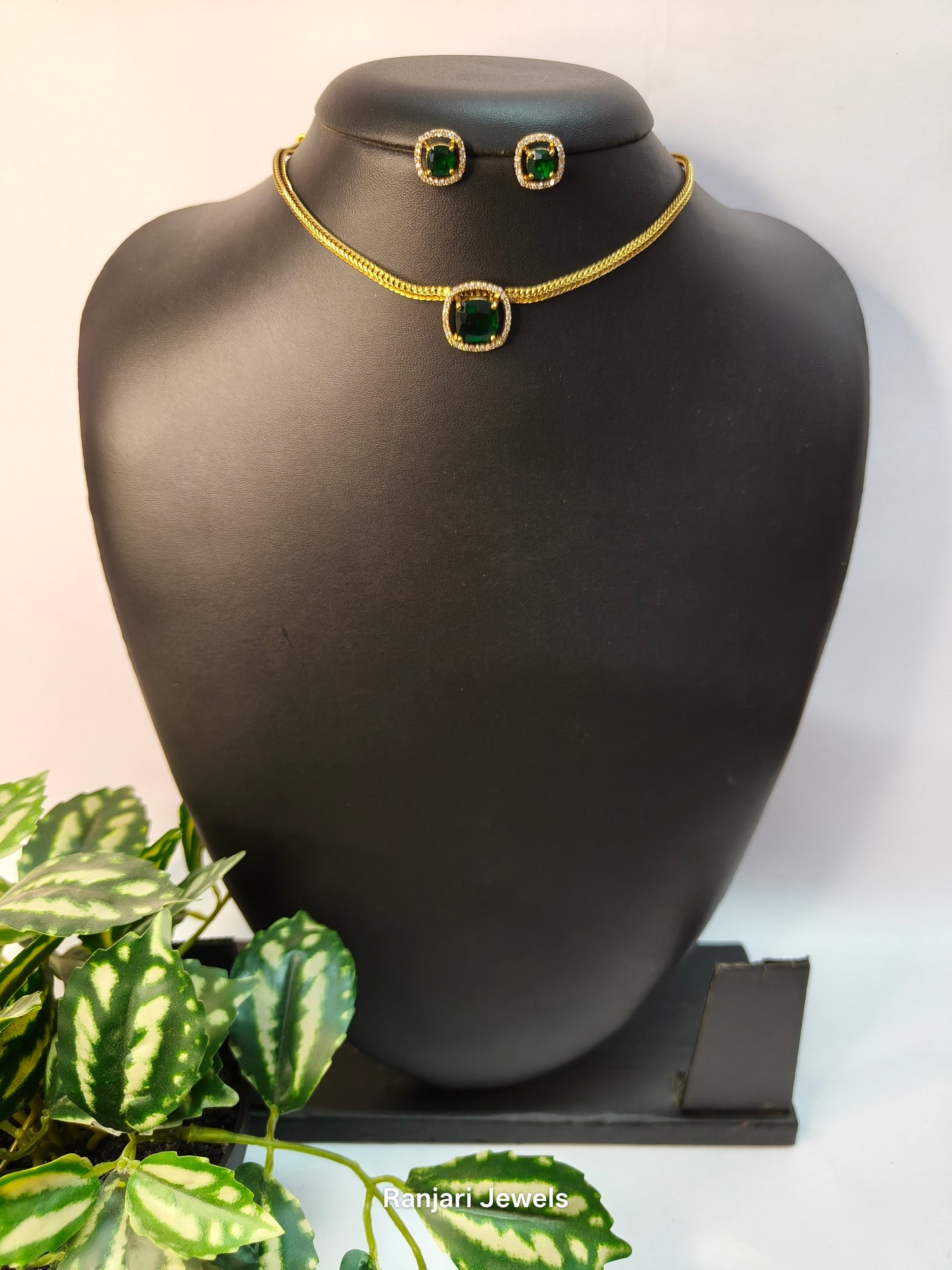 Mounika - AD stone Choker(Green)