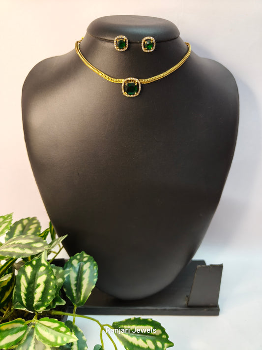 Mounika - AD stone Choker(Green)