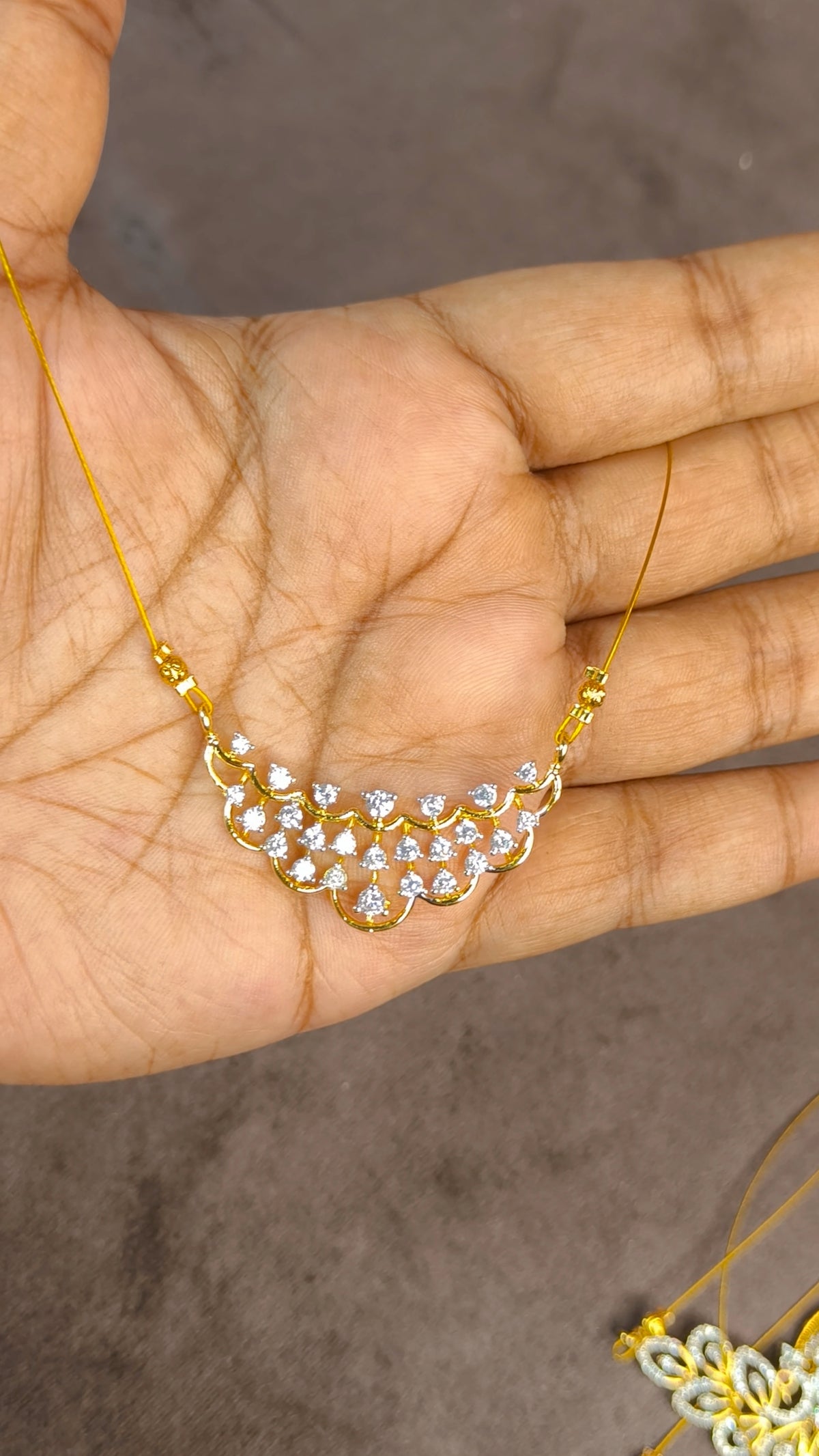 Chandrika Sparkle Invisible Chain Necklace (GZ finish)