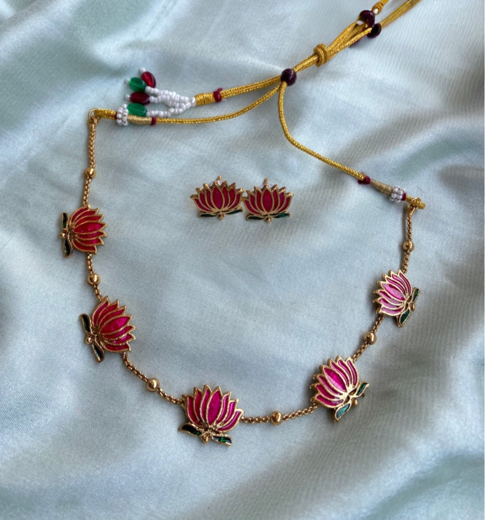 Manju warrier inspired Lotus Necklace