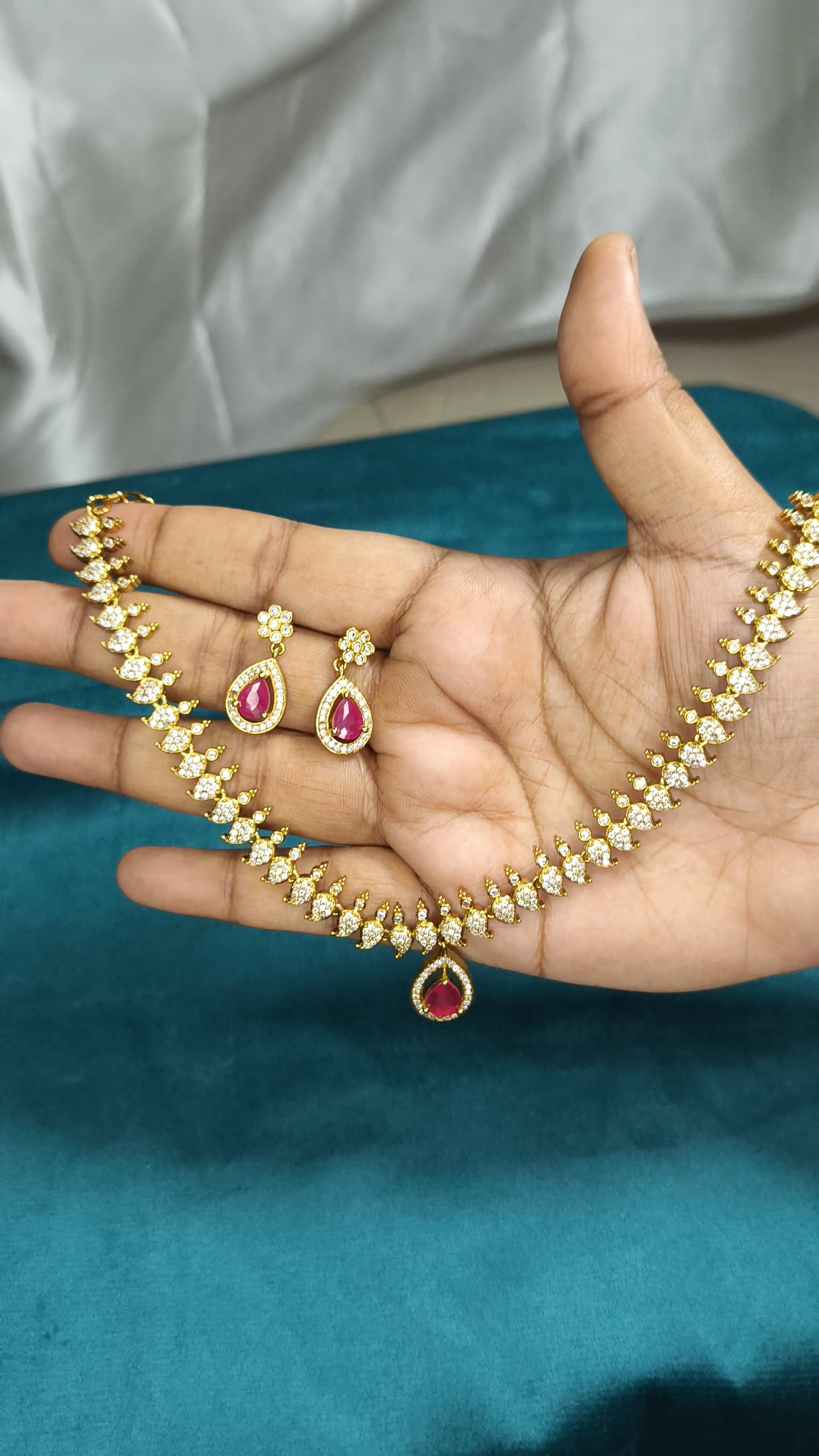 Premium Diamond Replica Necklace set (One year warranty for stones)