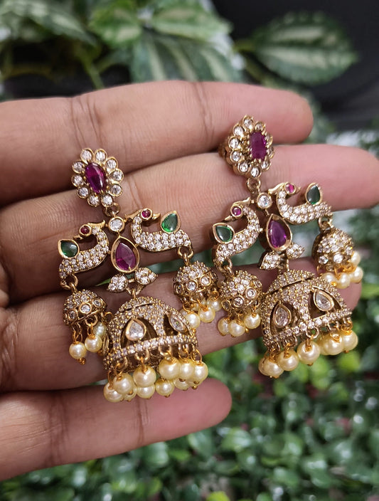 Maharani - Dual Peacock Victorian Jhumka