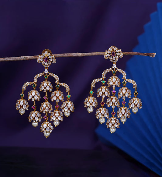 Premium uncut diamond statement earrings(Multi)