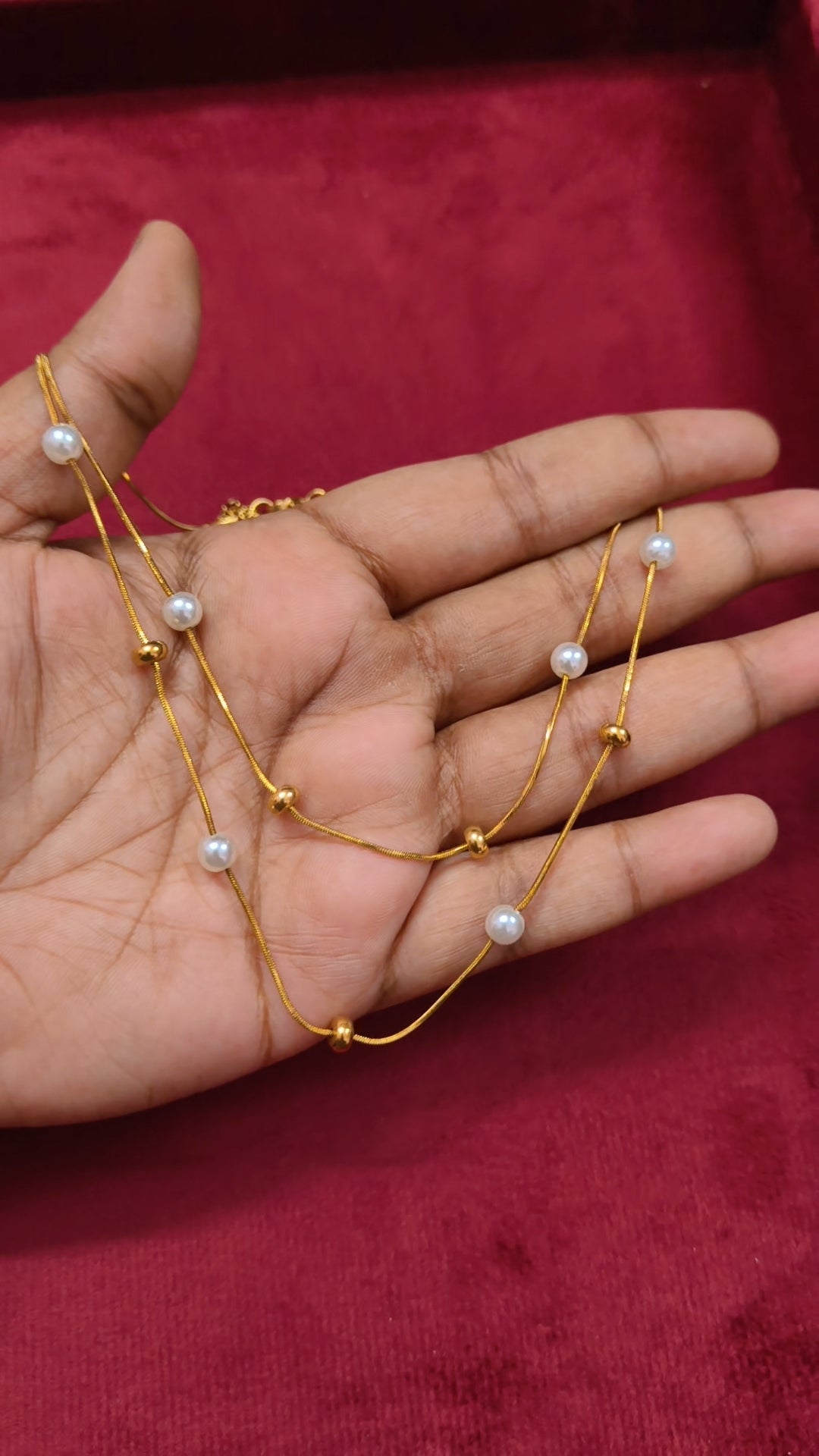 Prema - Pearl Drop dual layer Antitarnish Necklace