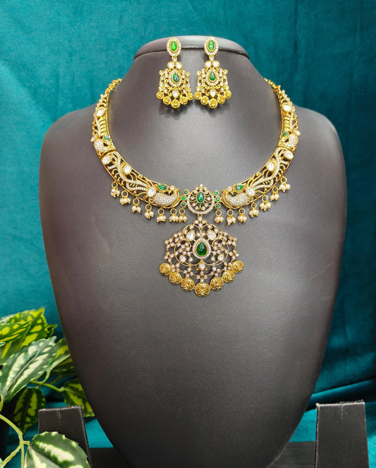 Aadhvika - Royal Antique Choker Set (Green)