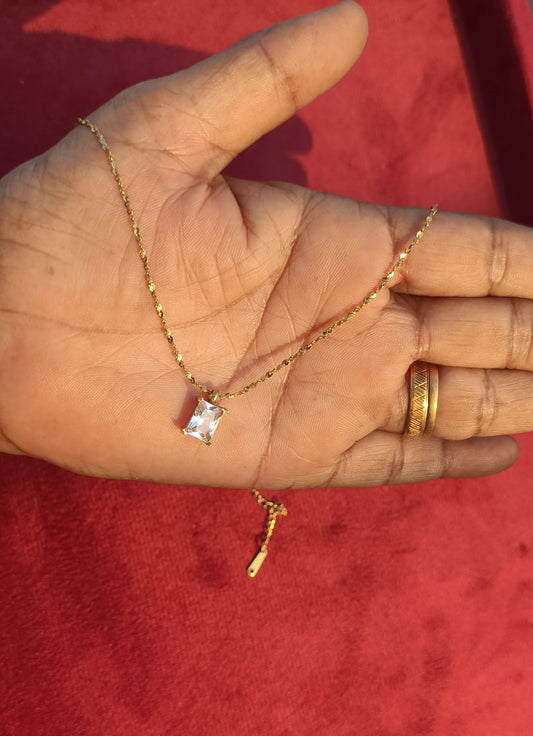 Prema - Single Stone designer Antitarnish Stainless steel chain