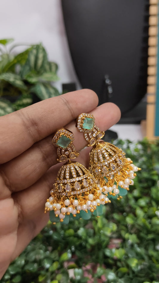 Navika – Mint Glow Jhumkas