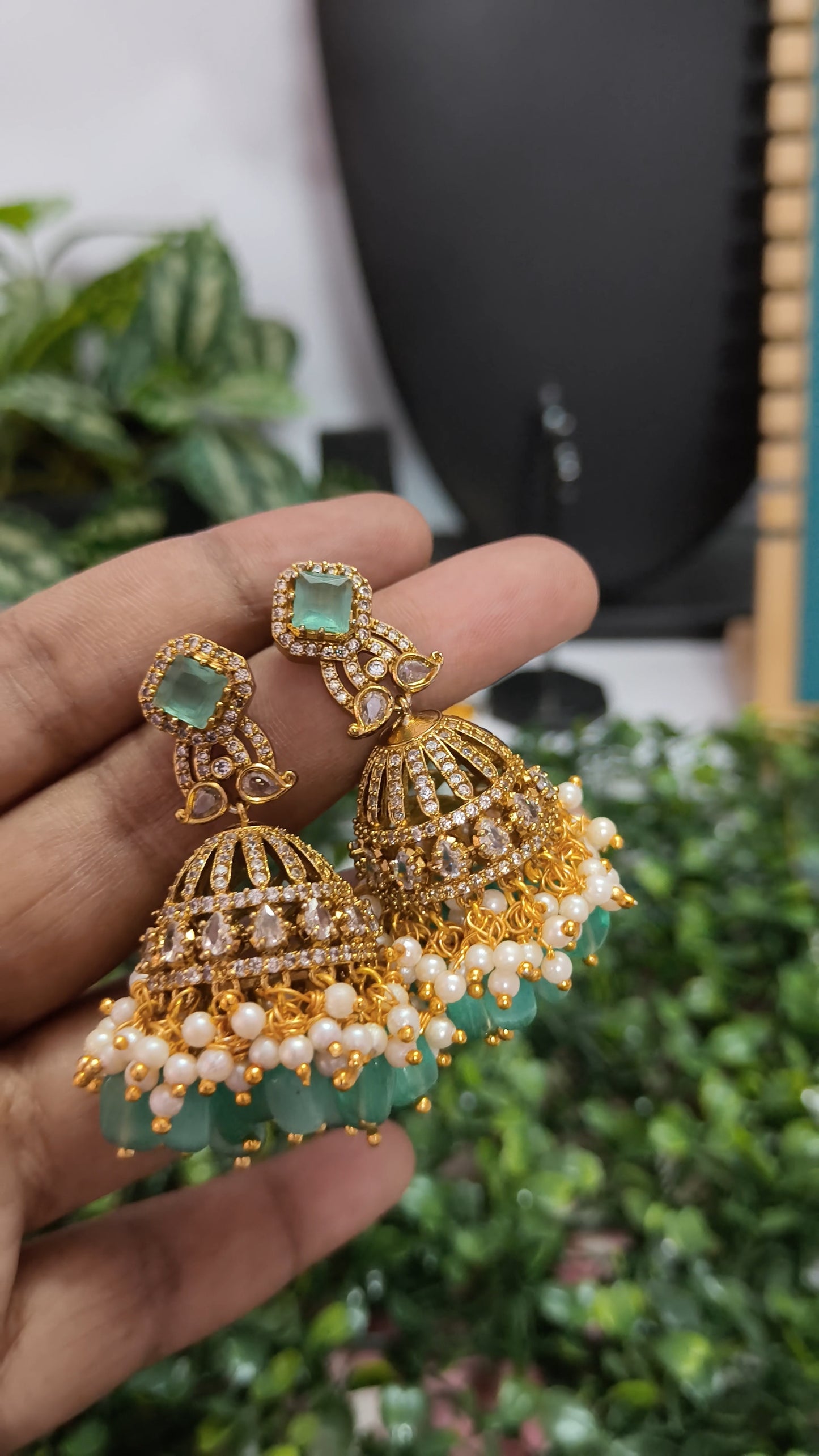 Navika – Mint Glow Jhumkas