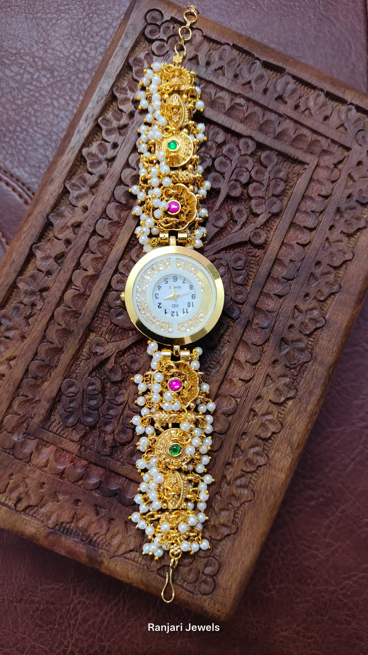 Kalyani V1– Traditional Ruby and Emerald Stone Designer Watch