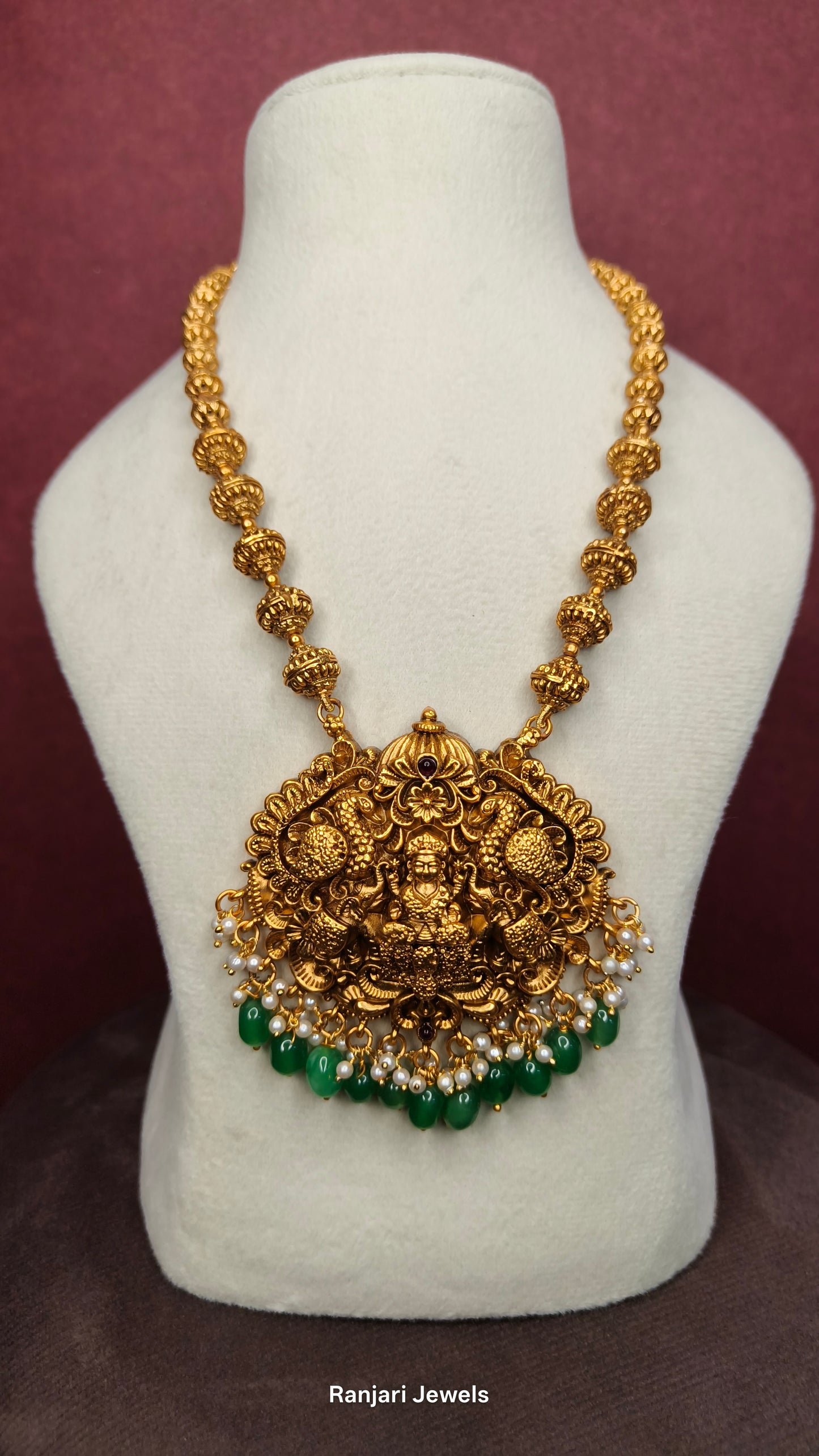 Devagi - Lakshmi Temple golden beads haram set