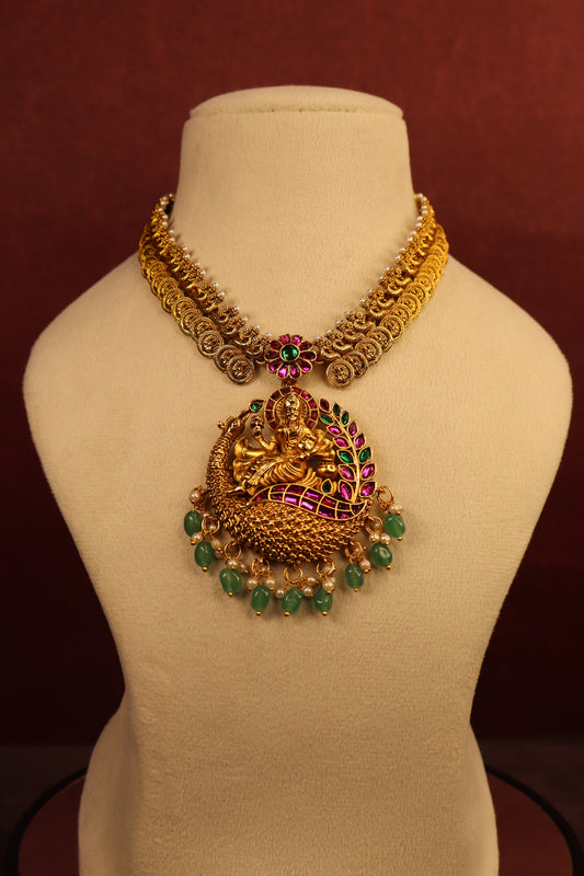 Gangai – Peacock Lakshmi Temple Necklace Set