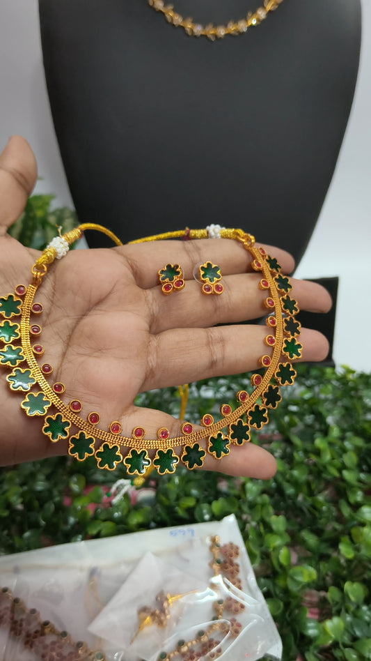Malar - Flower Motif Necklace