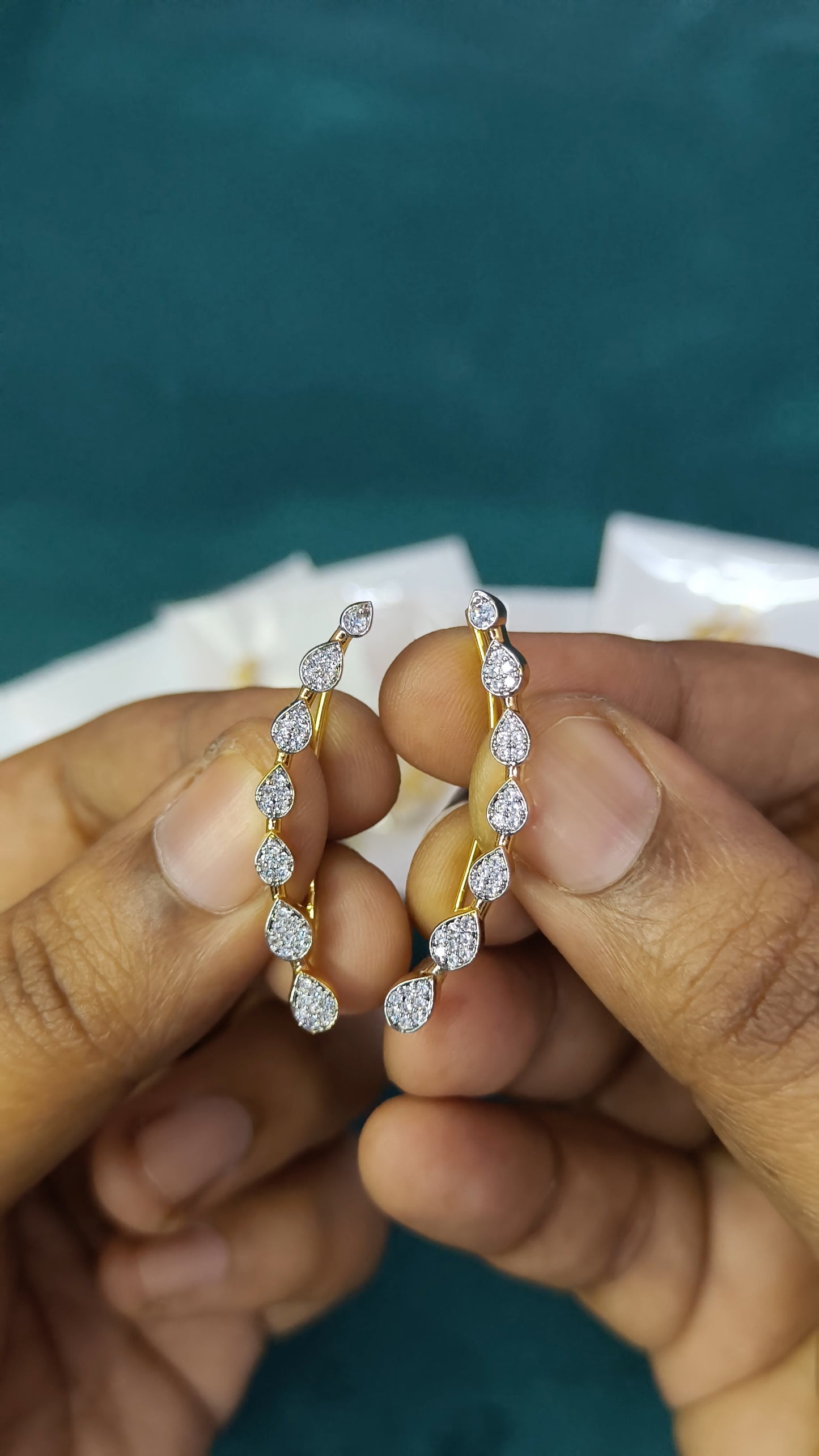 Shweta – Diamond Replica Bluetooth Style CZ Earrings V24